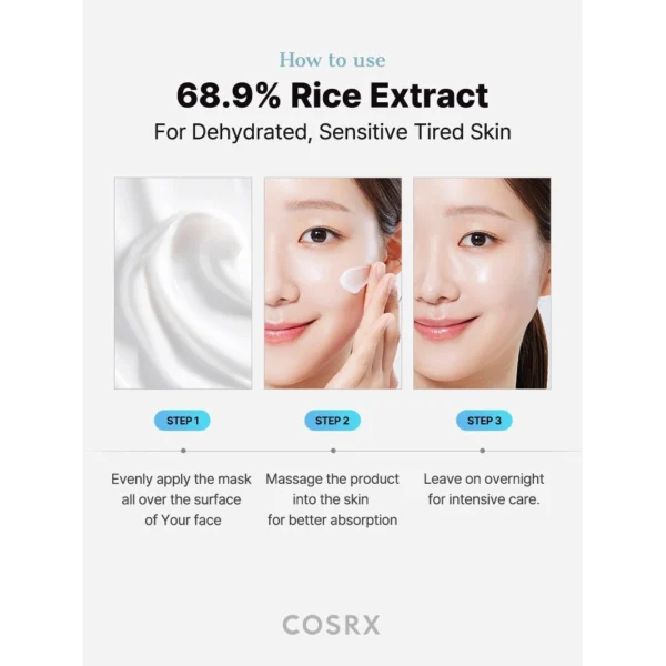 COSRX Ultimate Nourishing Rice Overnight Spa Mask how to use application steps