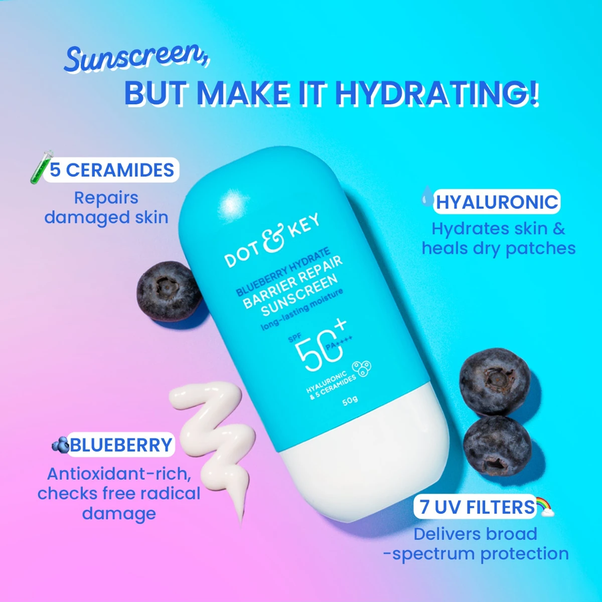 Dot & Key Blueberry Barrier Sunscreen hydrating texture