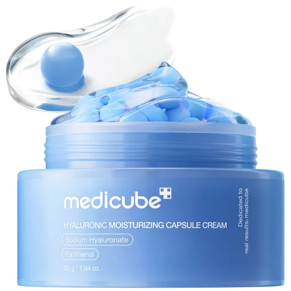 MEDICUBE Hyaluronic Capsule Cream 55g jar with blue capsules