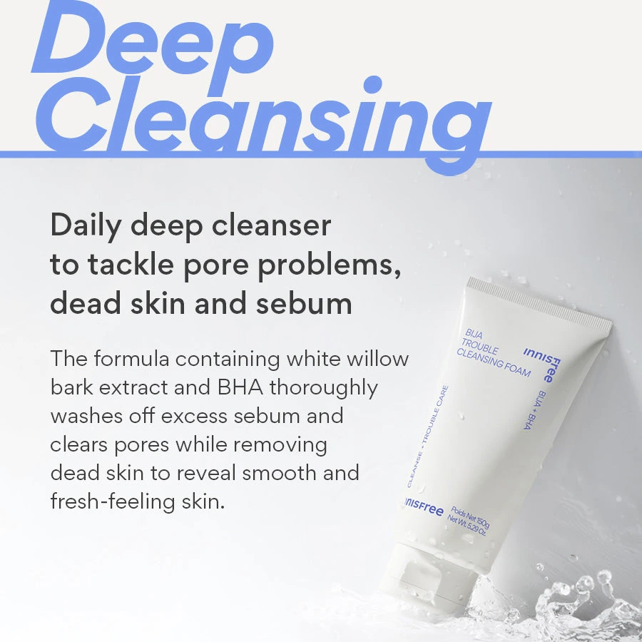 Innisfree Bija Trouble Cleansing Foam texture and formula close-up