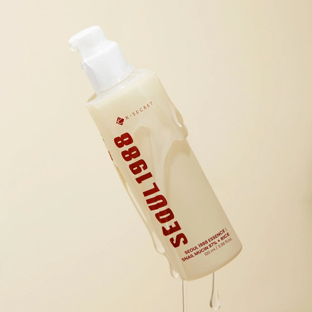 K-SECRET Seoul 1988 Snail Mucin Essence texture and formula close-up