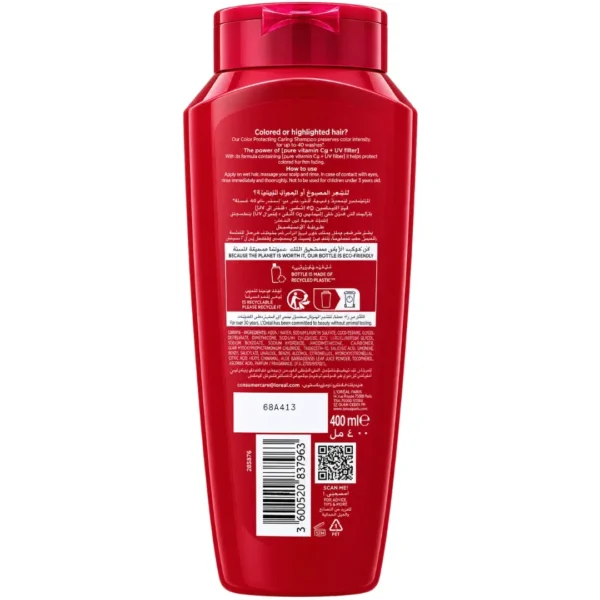 L'Oréal Paris Elvive Colour Protect Shampoo 400ml back label packshot