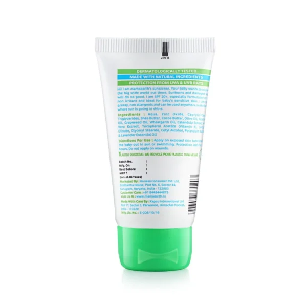 Mamaearth Baby Sunscreen tube back label