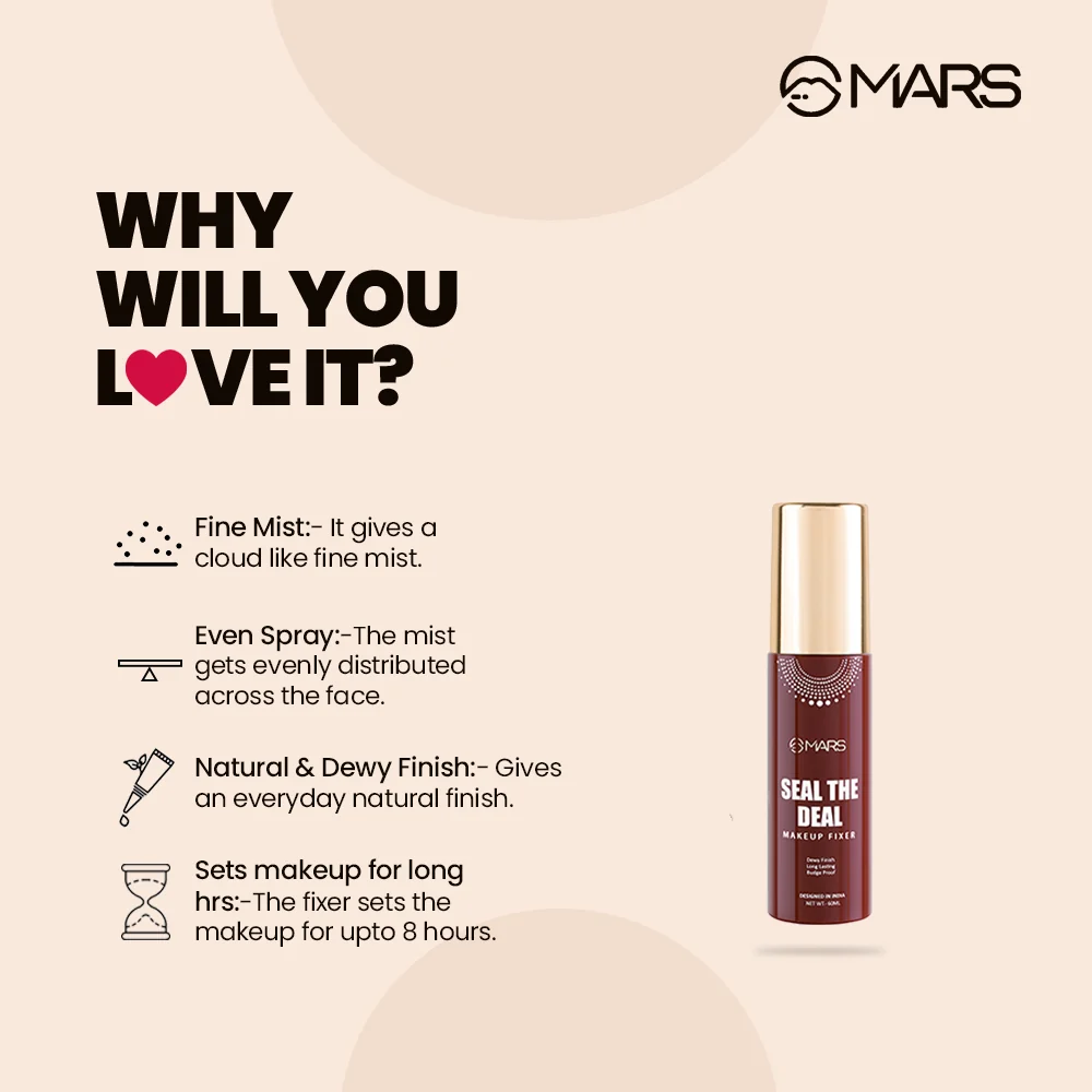 MARS Seal the Deal Makeup Fixer benefits: fine mist, even spray, dewy finish