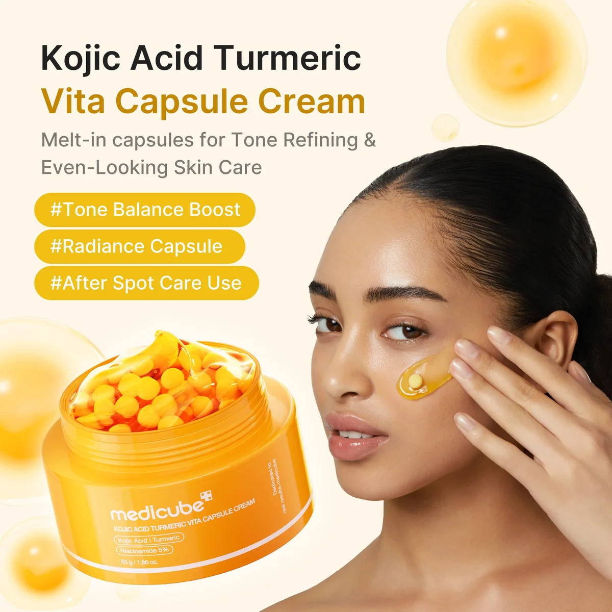 Medicube Kojic Acid Turmeric Vita Capsule Cream bottle and packaging front view