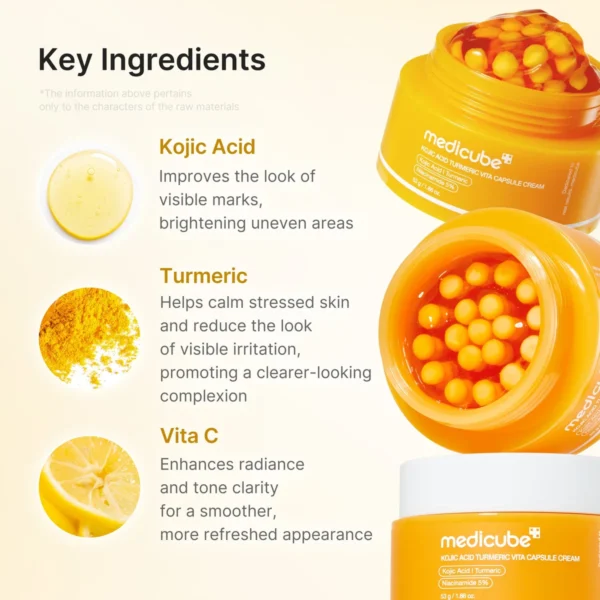 Medicube Kojic Acid Turmeric Vita Capsule Cream texture and formula close-up