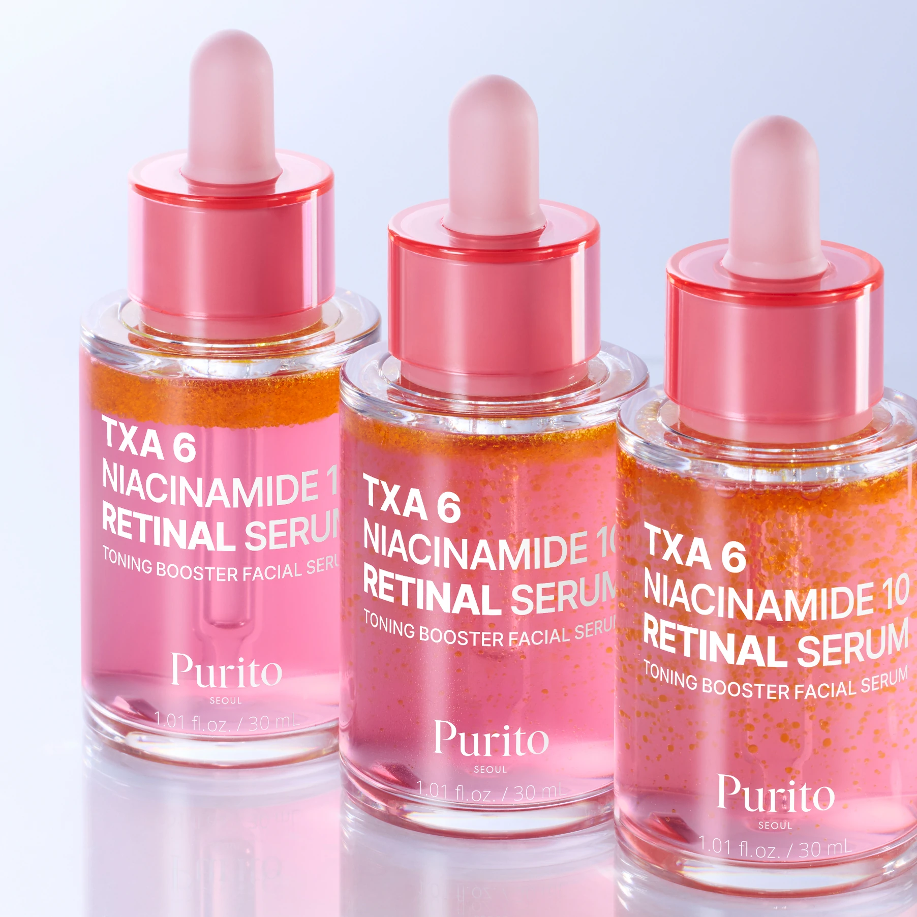 Purito TXA Niacinamide Retinal Serum three bottles