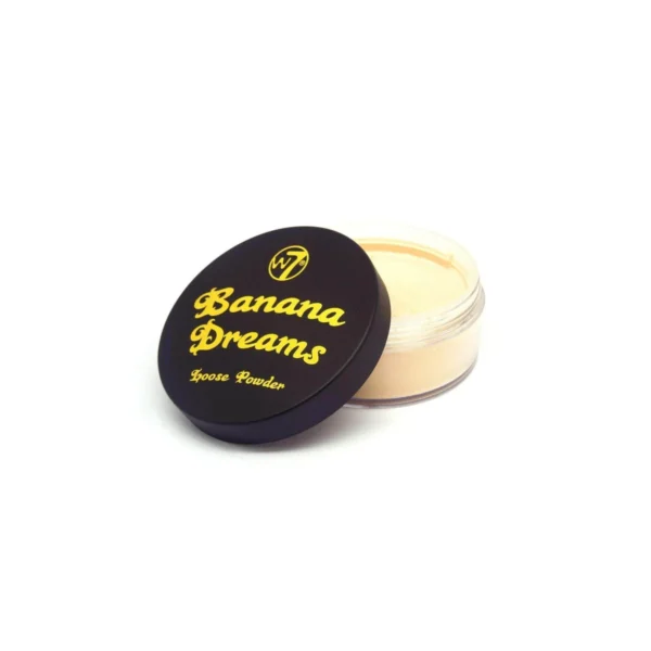 W7 Banana Dreams Loose Powder open jar showing the yellow-toned powder
