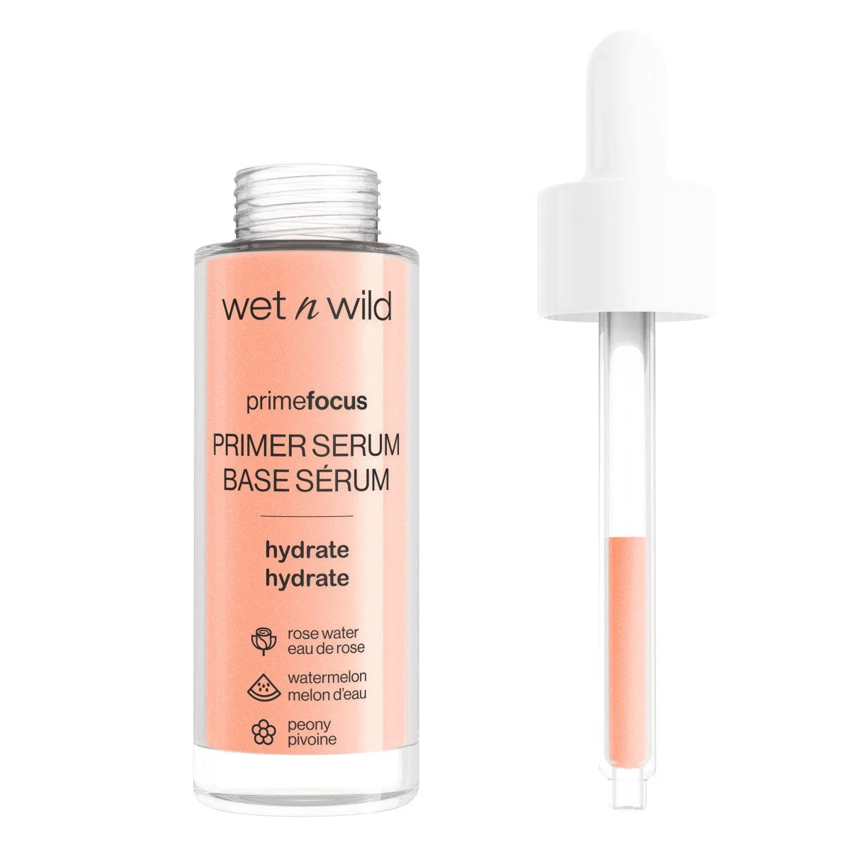 Wet n Wild Prime Focus Primer Serum bottle open with dropper